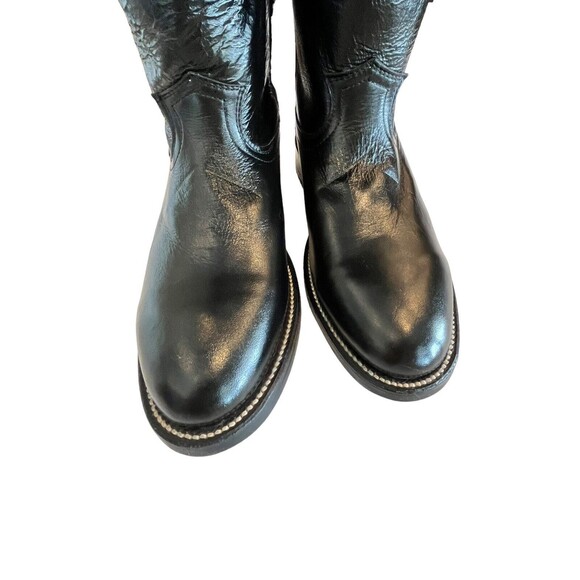 Cowtown Mens women’s Roper Black Leather Western Boots 6B Hand Made - Picture 3 of 10